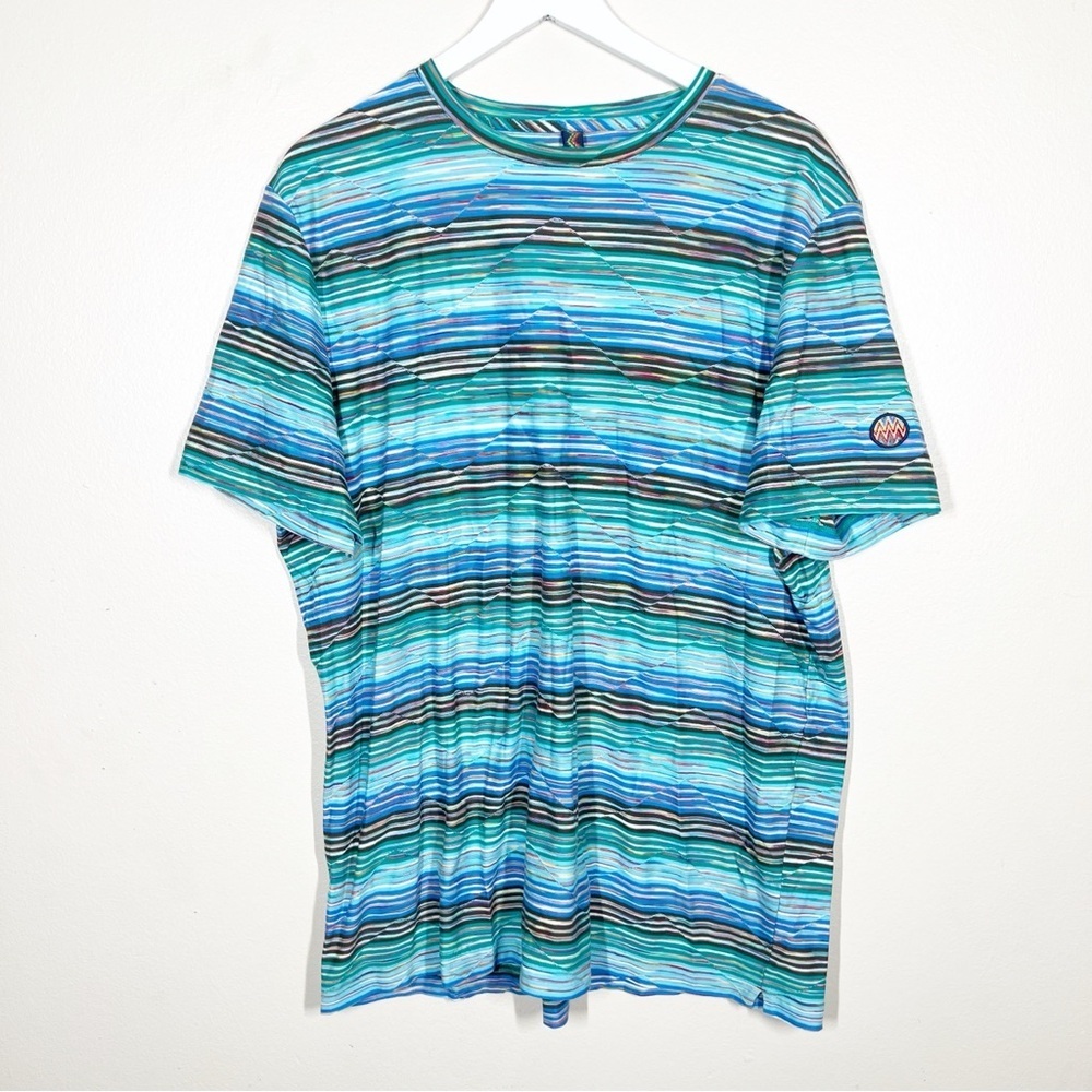 Missoni mens space dye multicolor stripe slub Crewneck cotton tshirt size xxl